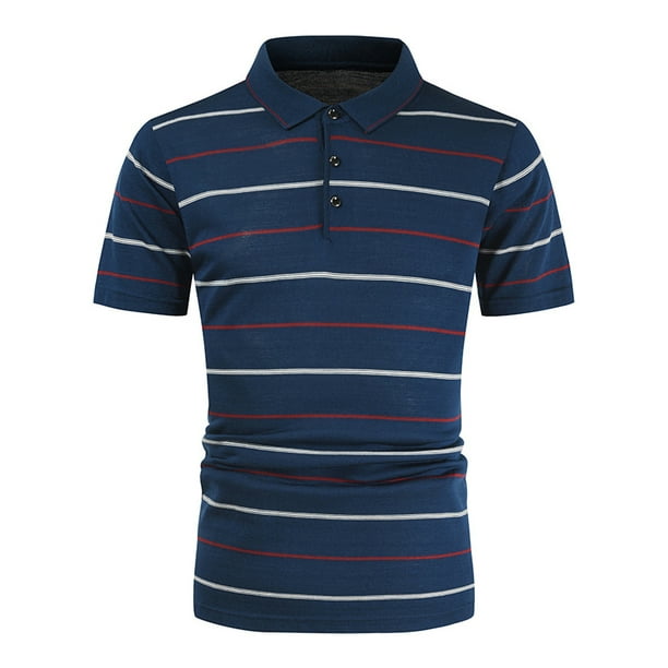 Generic Mens Blouse Polo Shirts Summer Casual Buttons Striped Short Sleeve T Shirt Generic Mens Blouse Polo Shirts Summer Casual Buttons Striped Short Sleeve T Shirt
